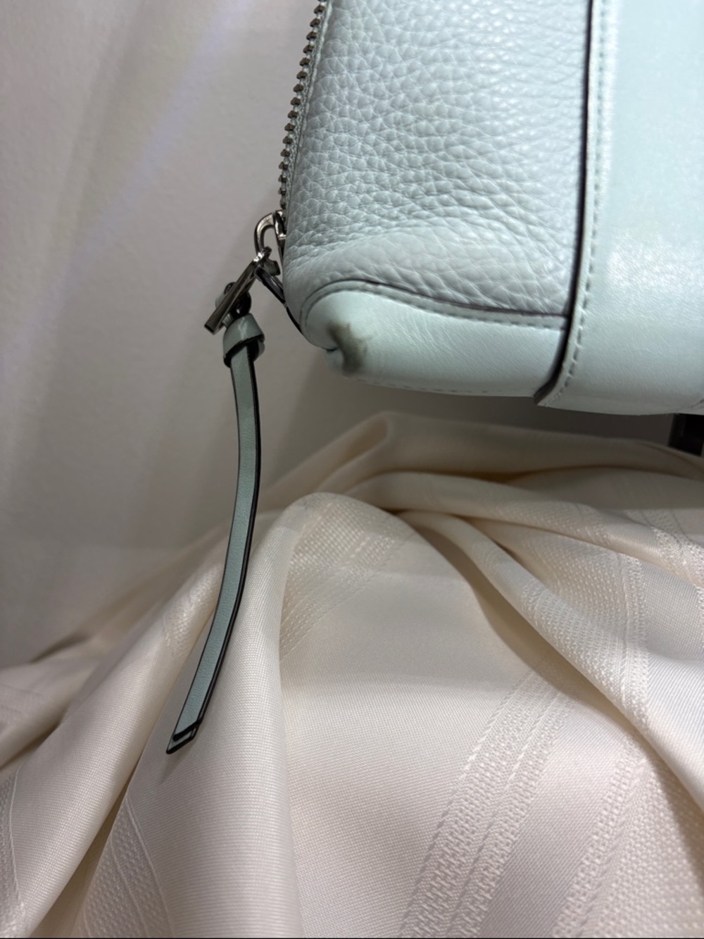 Coach Bleecker Mini Preston Satchel in Sea Mist Pebbled Leather with Strap - Picture 10 of 15